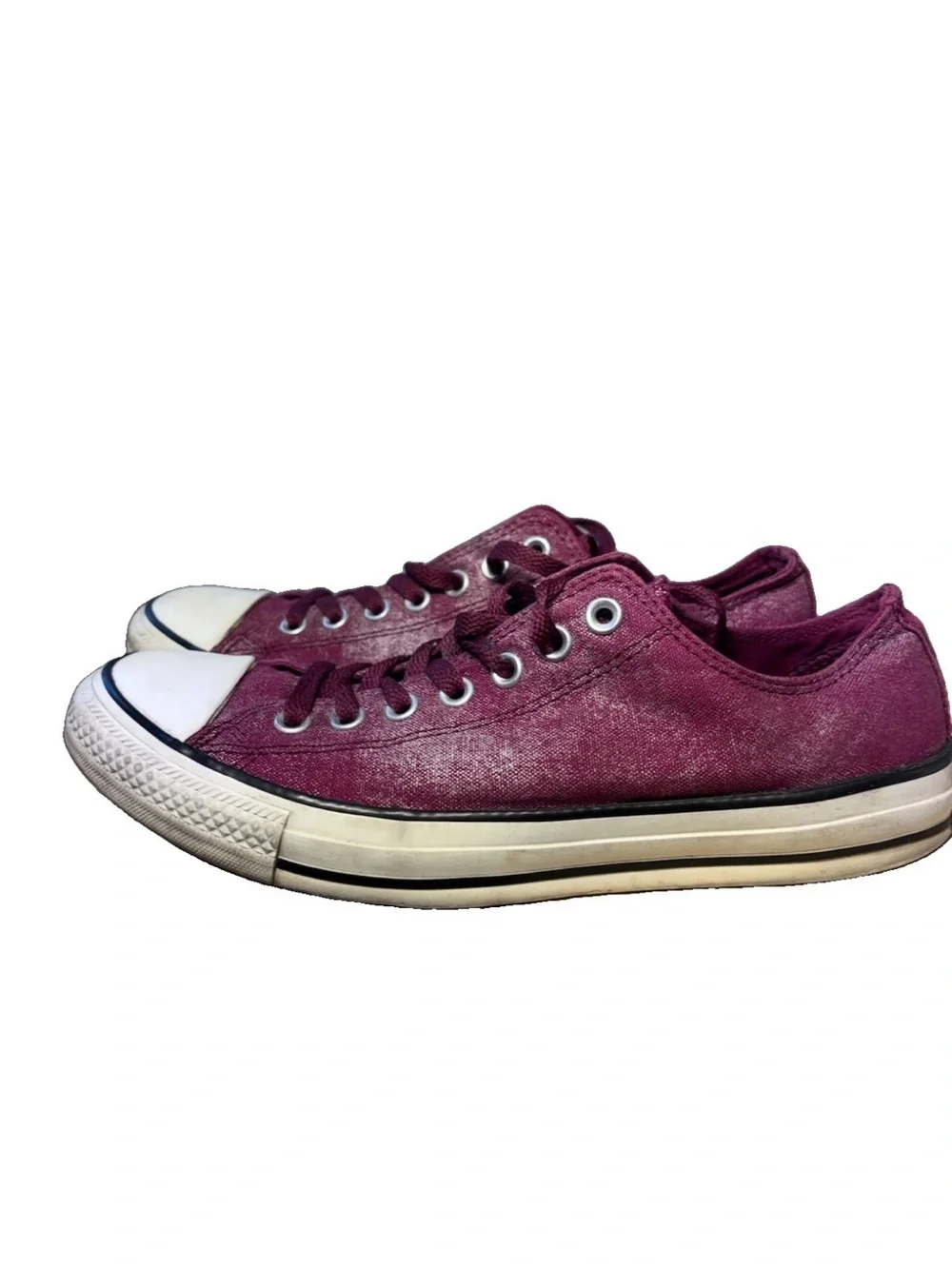 Converse All-Star Low Top Red Burgundy Silver Men's 8.5 Women's 10.5